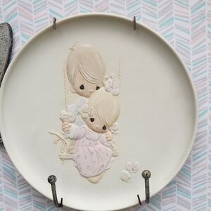 Precious Moments Cream and Pink Wall Decor Plate